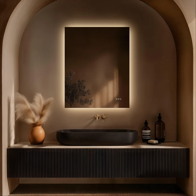 Claris Rectangular Illuminated Mirror 80 x 100cm with Adjustable Dotless Lighting and Demister