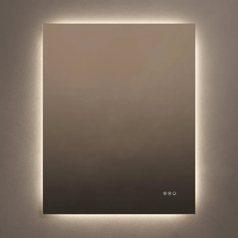 Claris Rectangular Illuminated Mirror 80 x 100cm with Adjustable Dotless Lighting and Demister