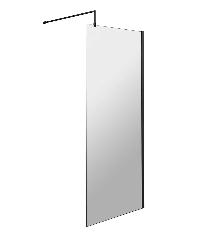 Vista 8mm Matt Black Walk-In Shower Screen - 1950mm With Easy Clean Glass