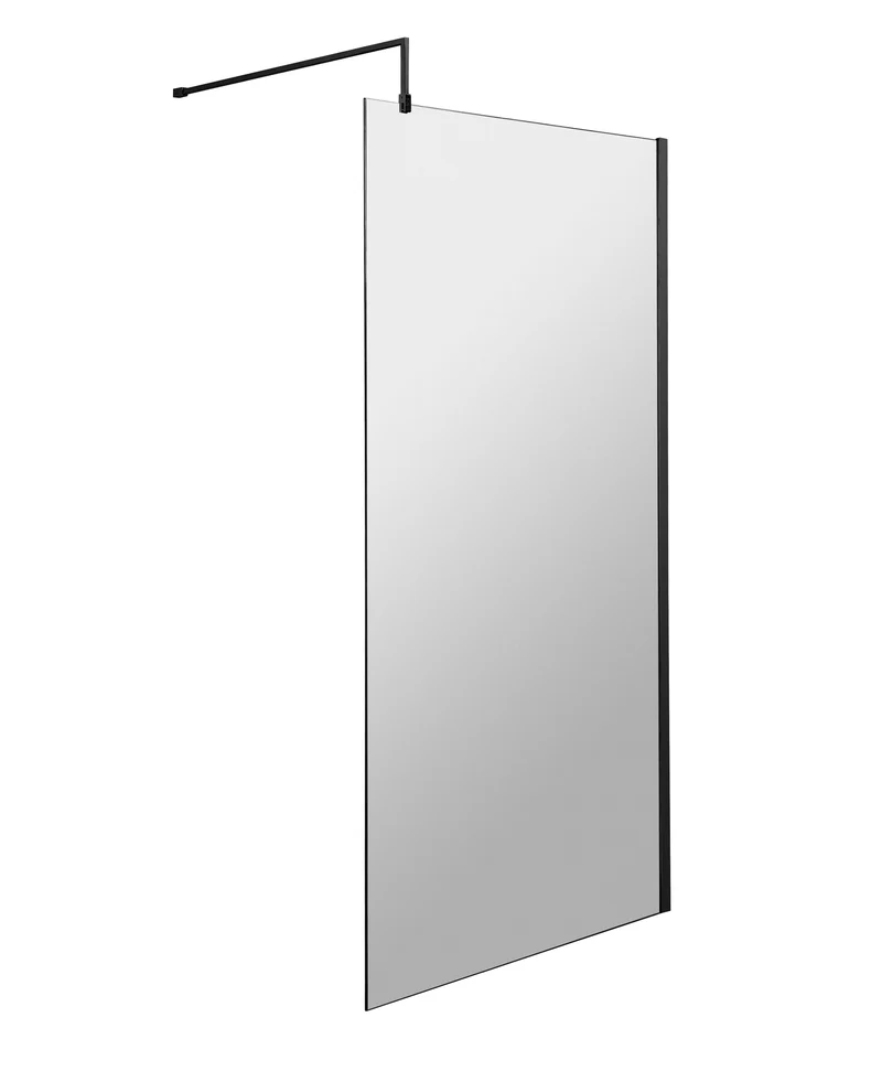 Vista 8mm Matt Black Walk-In Shower Screen - 1950mm With Easy Clean Glass