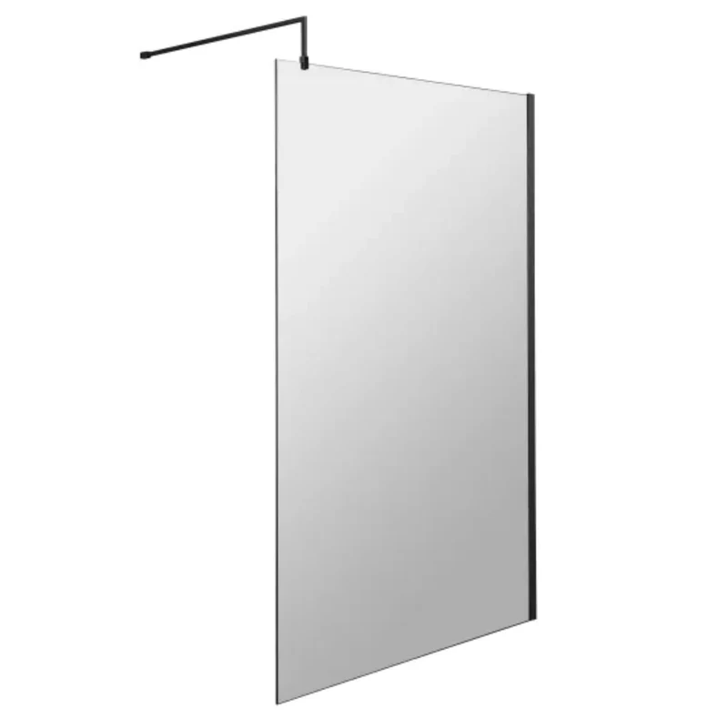 Vista 8mm Matt Black Walk-In Shower Screen - 1950mm With Easy Clean Glass