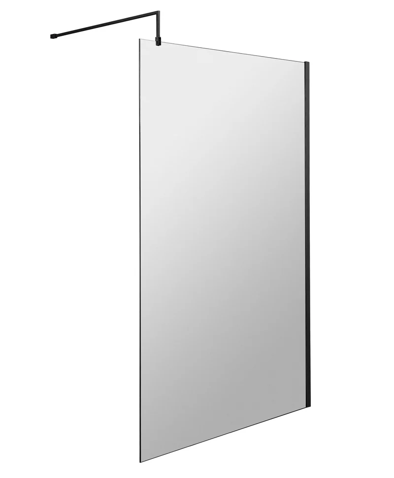 Vista 8mm Matt Black Walk-In Shower Screen - 1950mm With Easy Clean Glass