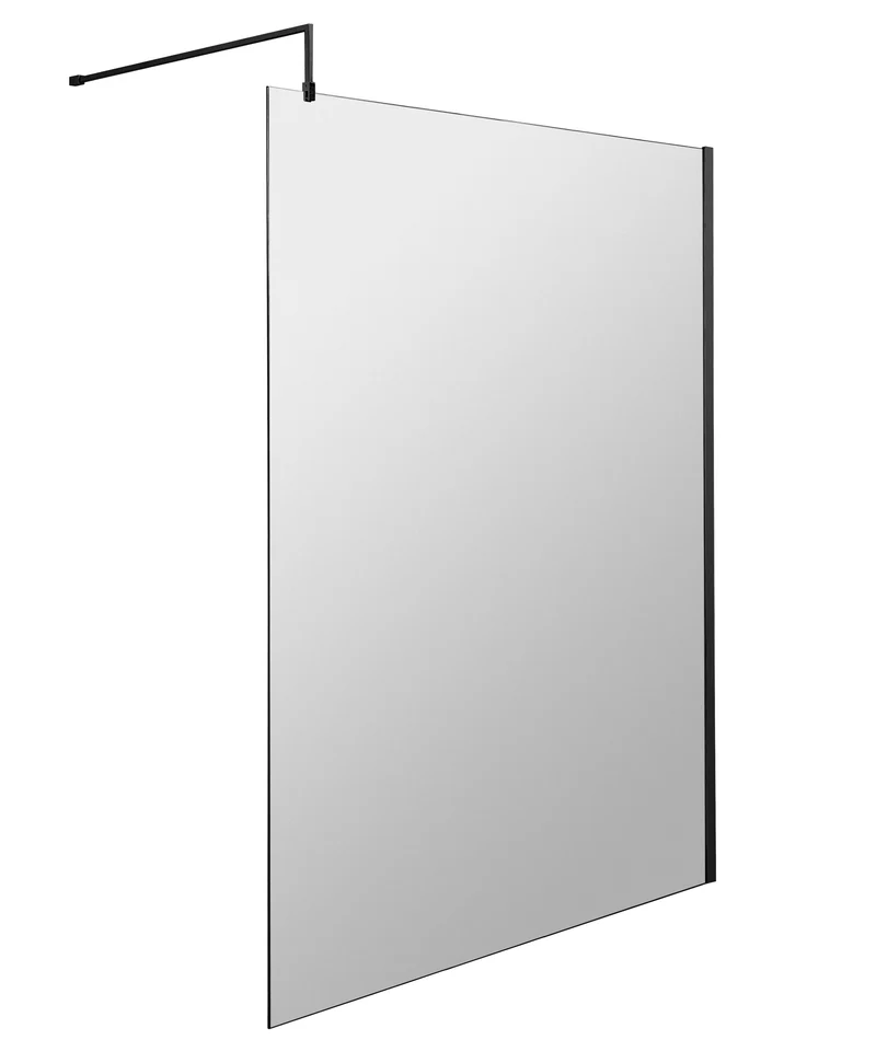 Vista 8mm Matt Black Walk-In Shower Screen - 1950mm With Easy Clean Glass