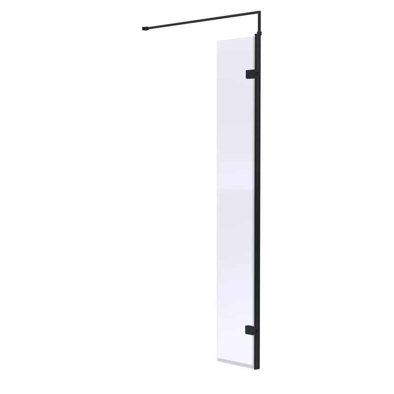 300mm Hinged Return For 8mm, 1950mm Wetroom Screen - Matt Black