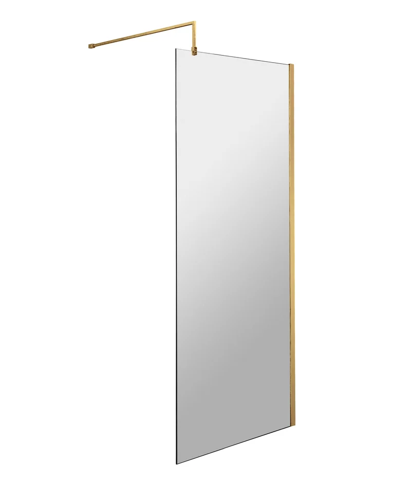 Vista 8mm Brushed Brass Walk-In Shower Screen - 1950mm With Easy Clean Glass