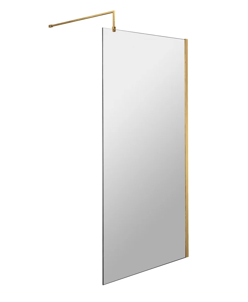 Vista 8mm Brushed Brass Walk-In Shower Screen - 1950mm With Easy Clean Glass