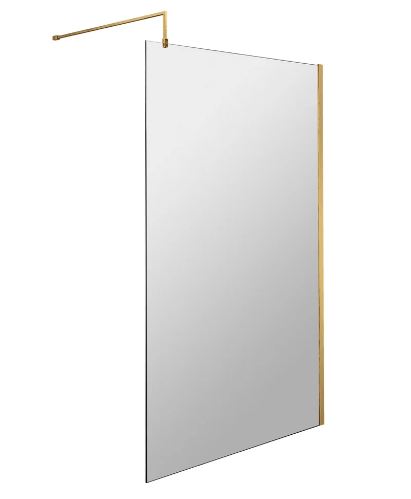 Vista 8mm Brushed Brass Walk-In Shower Screen - 1950mm With Easy Clean Glass