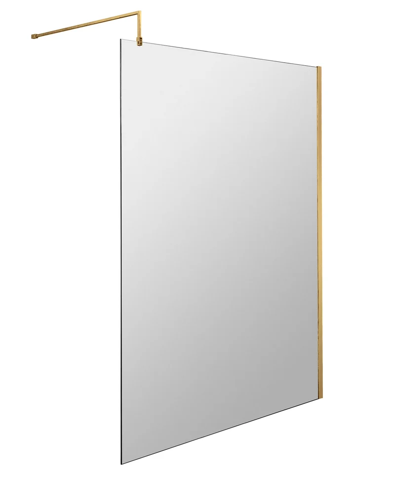 Vista 8mm Brushed Brass Walk-In Shower Screen - 1950mm With Easy Clean Glass