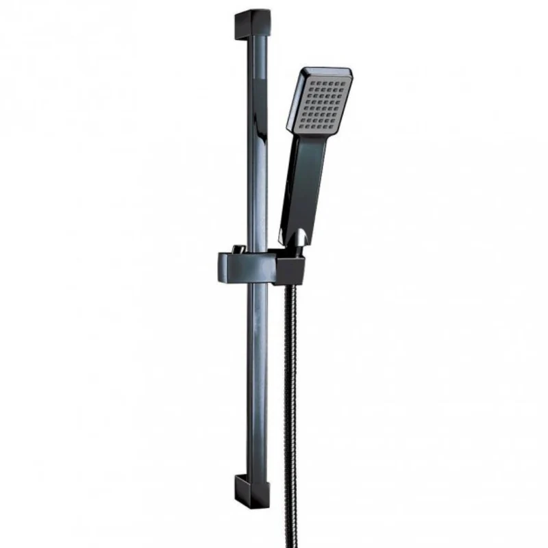 Black Triple Thermostatic Concealed Mixer Shower Kit with Wall Mounted 200mm Shower Head & Slide Rail Kit
