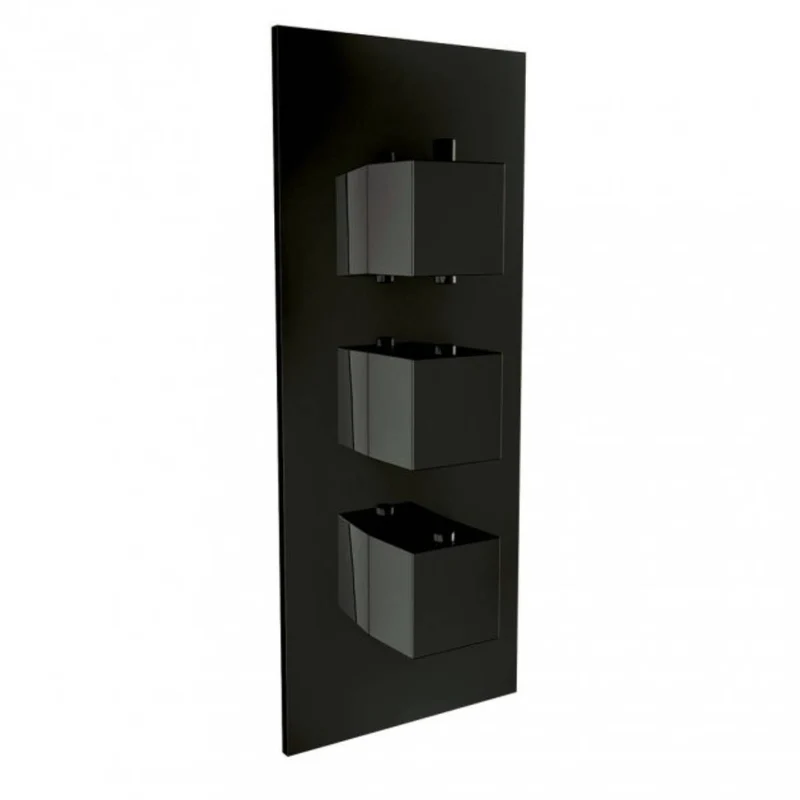 Black Triple Thermostatic Concealed Mixer Shower Kit with Ceiling Mounted 300mm Shower Head & Handset