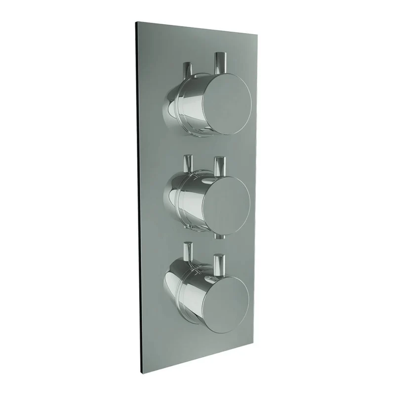 Round Triple Thermostatic Concealed Mixer Shower Kit with Wall Mounted 300mm Shower Head, Handset & Overflow Filler