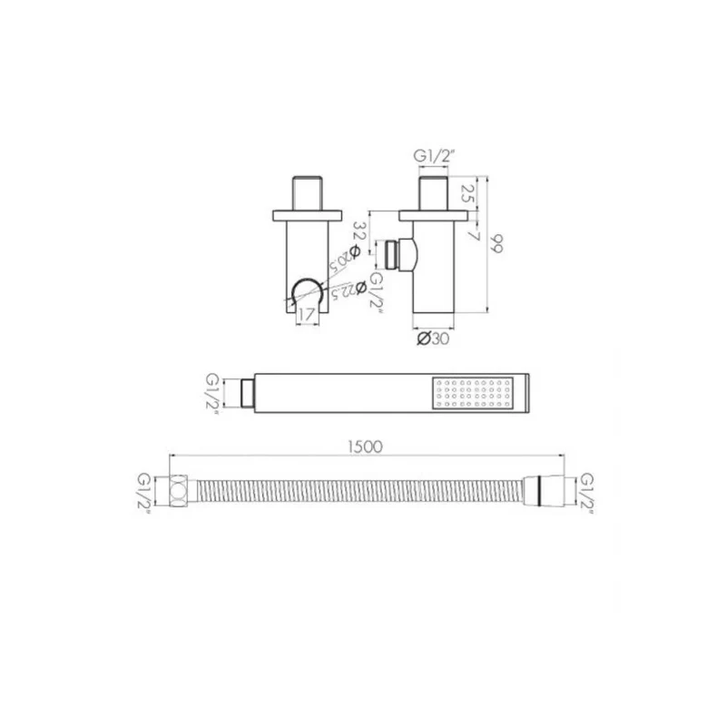 Round Twin Thermostatic Concealed Mixer Shower Kit with Wall Mounted 300mm Shower Head & Handset
