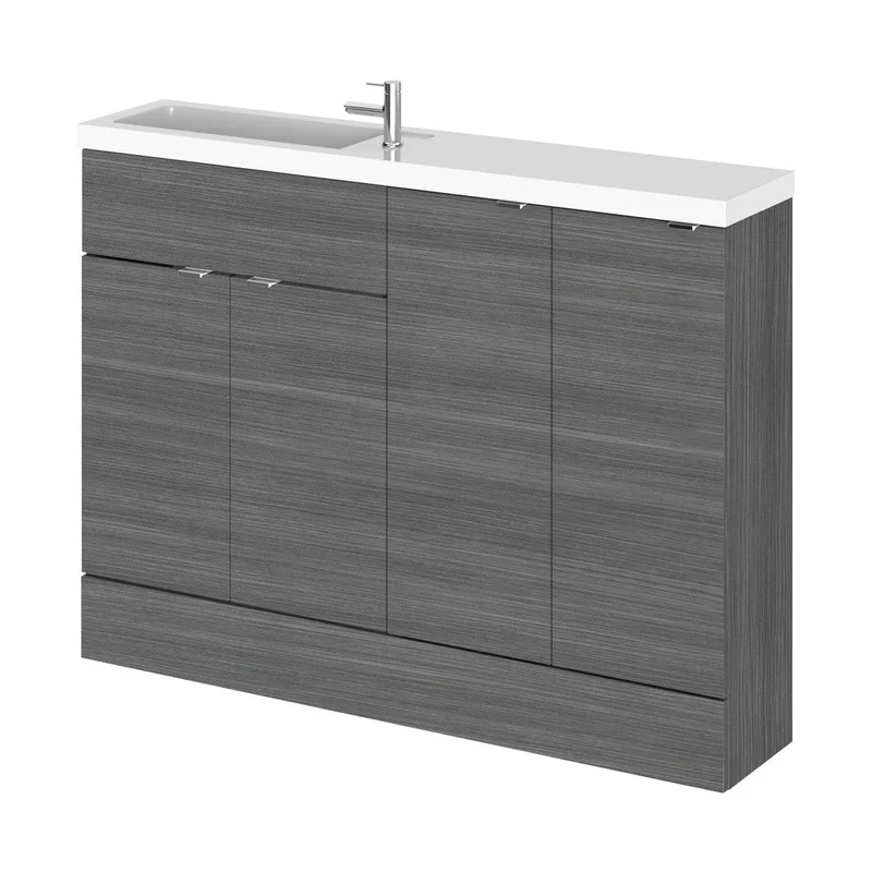 Hudson Reed Fusion 1200mm Combination Contemp Anthracite Woodgrain MFC Textured Woodgrain 904x1205x260mm