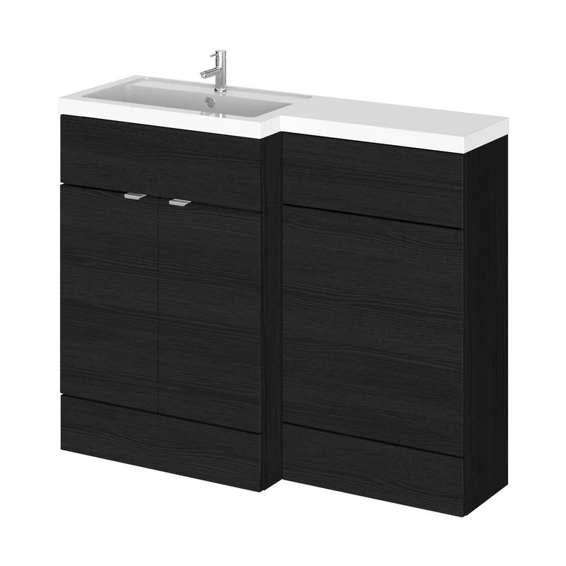 Hudson Reed Fusion 1100mm Left Hand Combination Contemp Charcoal Black MFC Textured Woodgrain 904x1105x360mm
