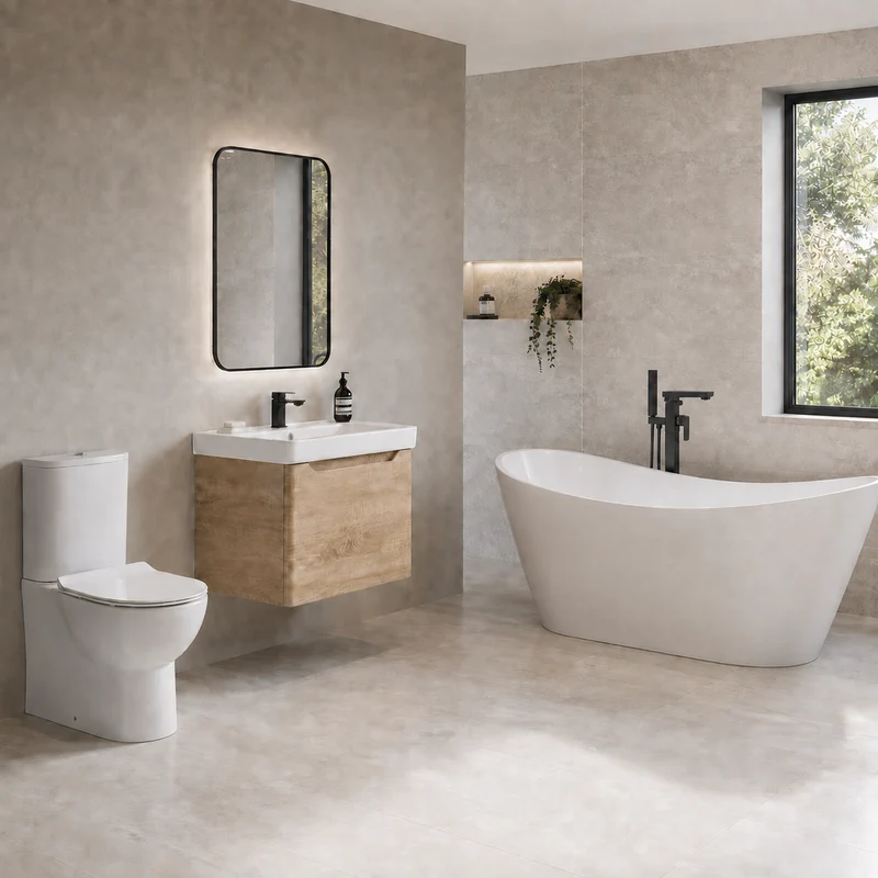 Taha Freestanding Bath Deal - Black