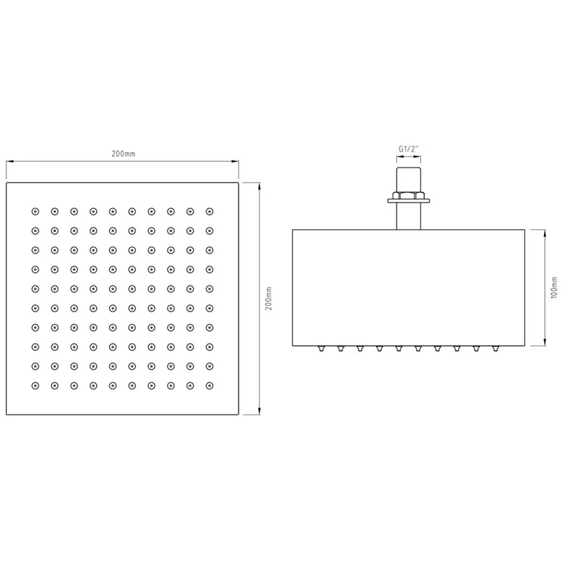 Synergy Square 200 x 200 x 100mm Ceiling Shower Head