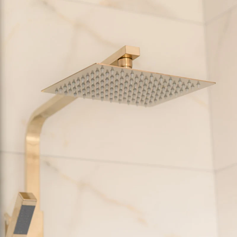 Eliseo Ricci Cube Plus Thermostatic Rain Shower with Diverter - Brushed Brass