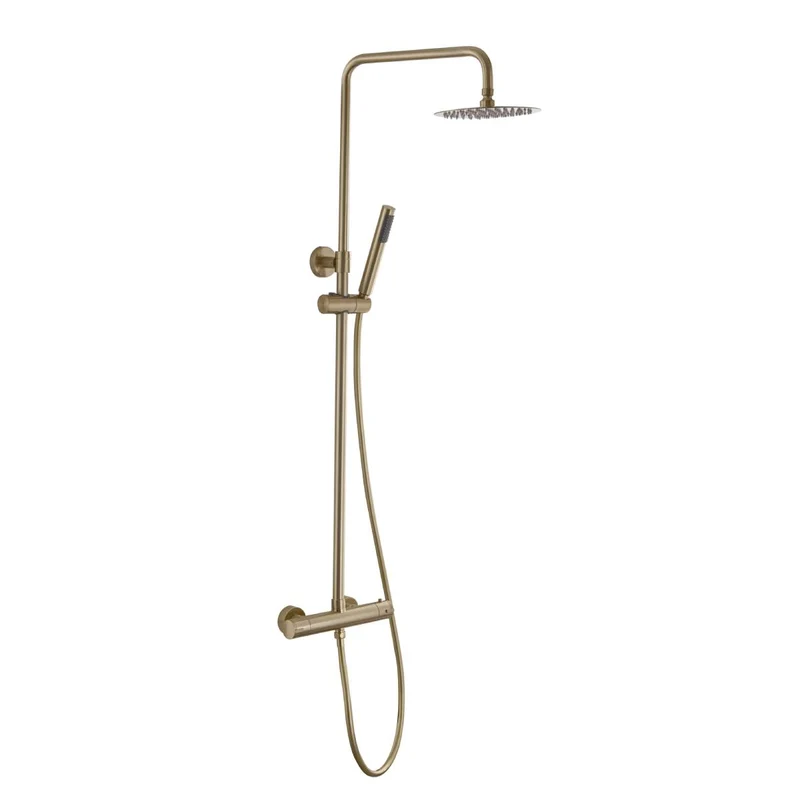 Eliseo Ricci Curve Plus Thermostatic Rain Shower with Diverter - Brushed Brass