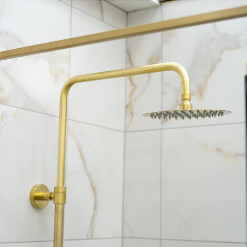 Eliseo Ricci Curve Plus Thermostatic Rain Shower with Diverter - Brushed Brass