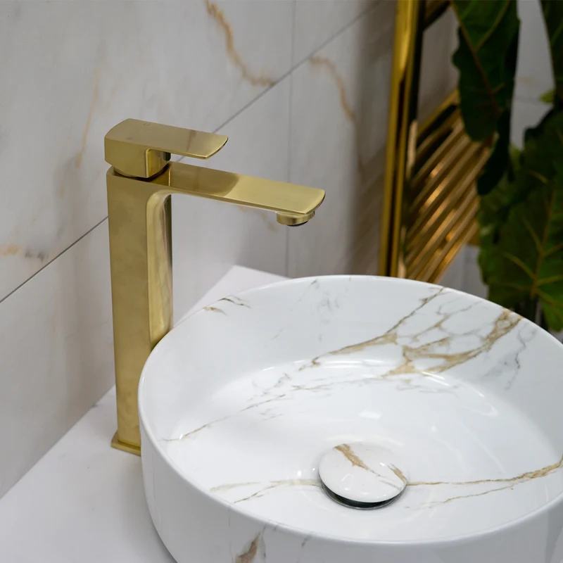 Eliseo Ricci Vesu Tall Basin Mixer - Brushed Brass