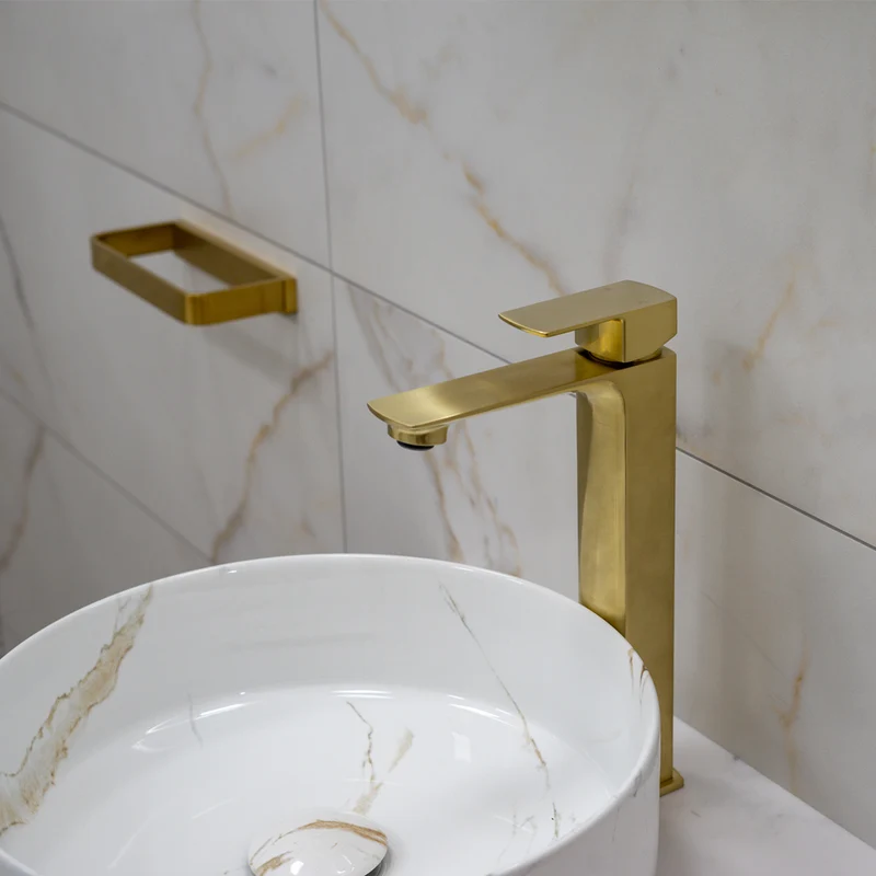 Eliseo Ricci Vesu Tall Basin Mixer - Brushed Brass