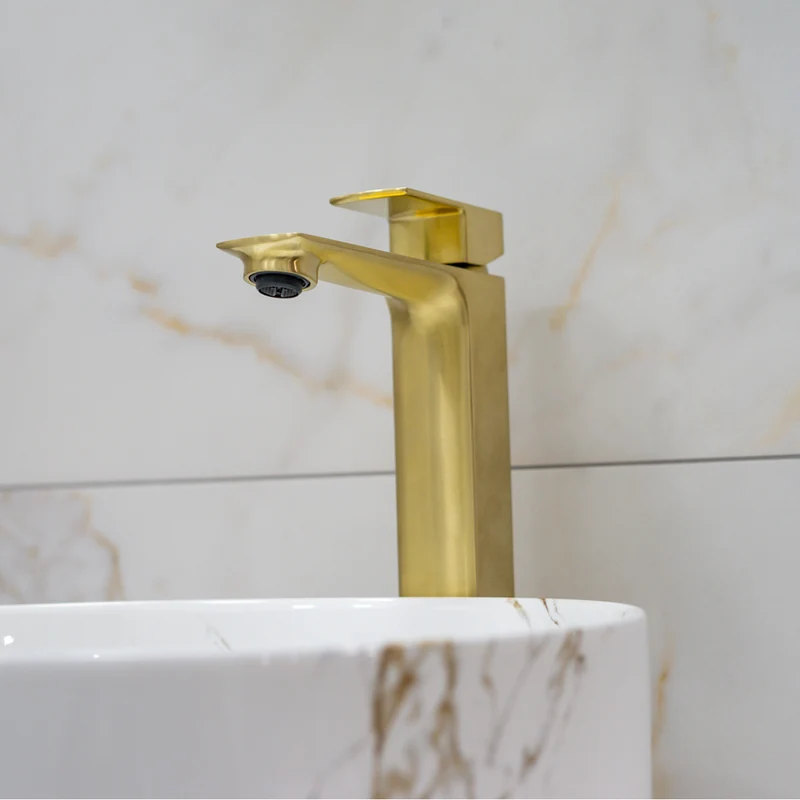 Eliseo Ricci Vesu Tall Basin Mixer - Brushed Brass