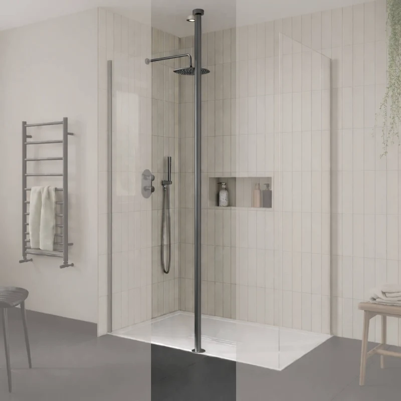 Lustre Ceiling Post For Wetroom Screen - Gunmetal