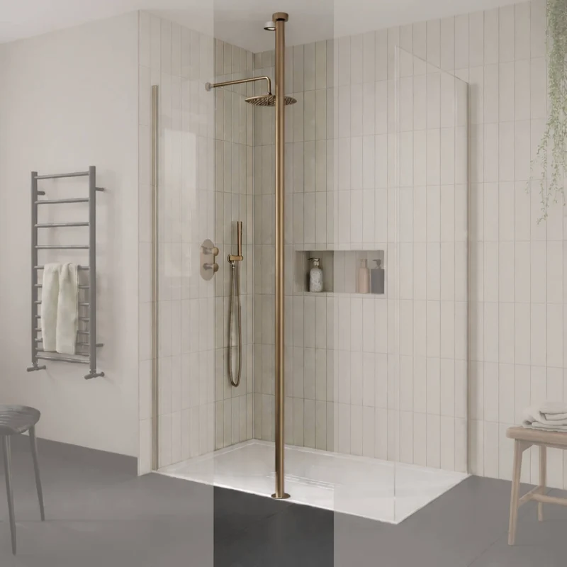 Lustre Ceiling Post For Wetroom Screen - Brushed Bronze