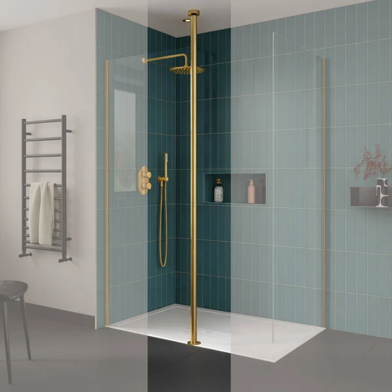 Lustre Ceiling Post For Wetroom Screen - Brushed Brass