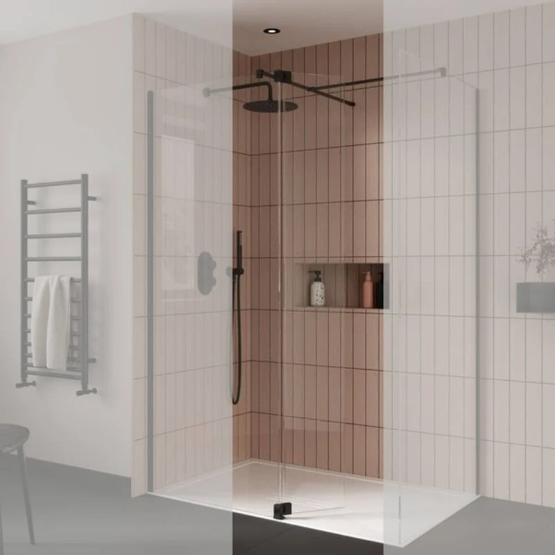 Lustre Matt Black Flipper Panel For 2000mm Wetroom Screens