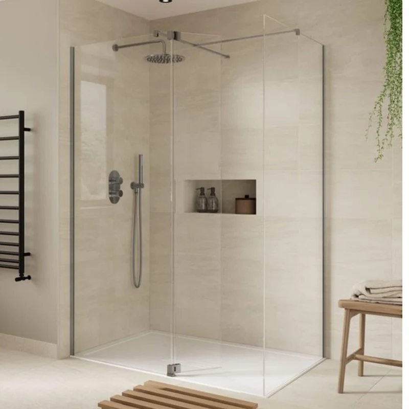 Lustre Gunmetal 8mm Wetroom Screen, 2000mm Tall With Easy Clean Glass