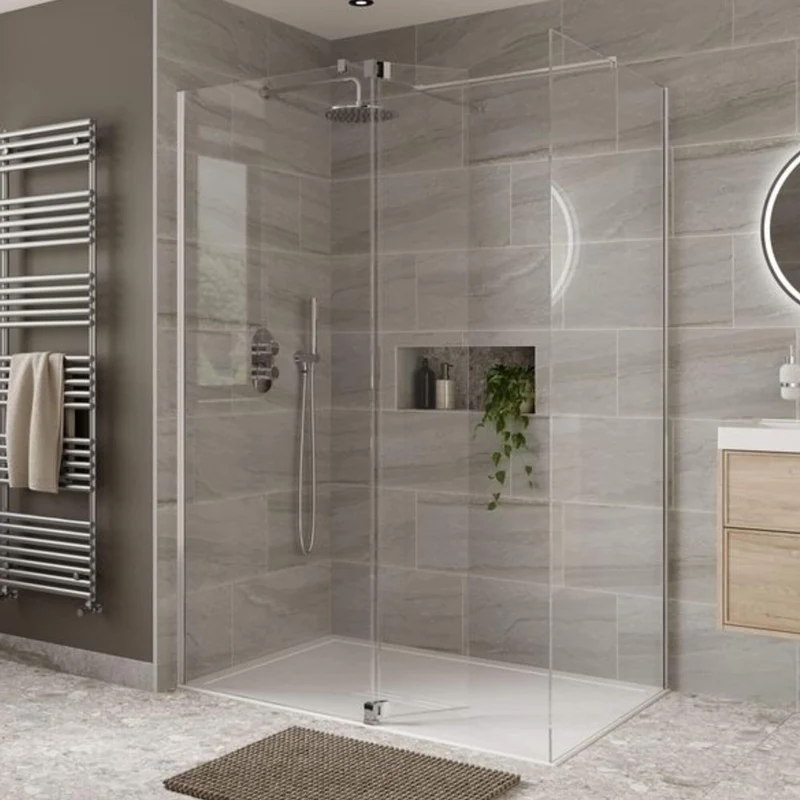 Lustre Chrome 8mm Wetroom Screen 2000mm Tall With Easy Clean Glass