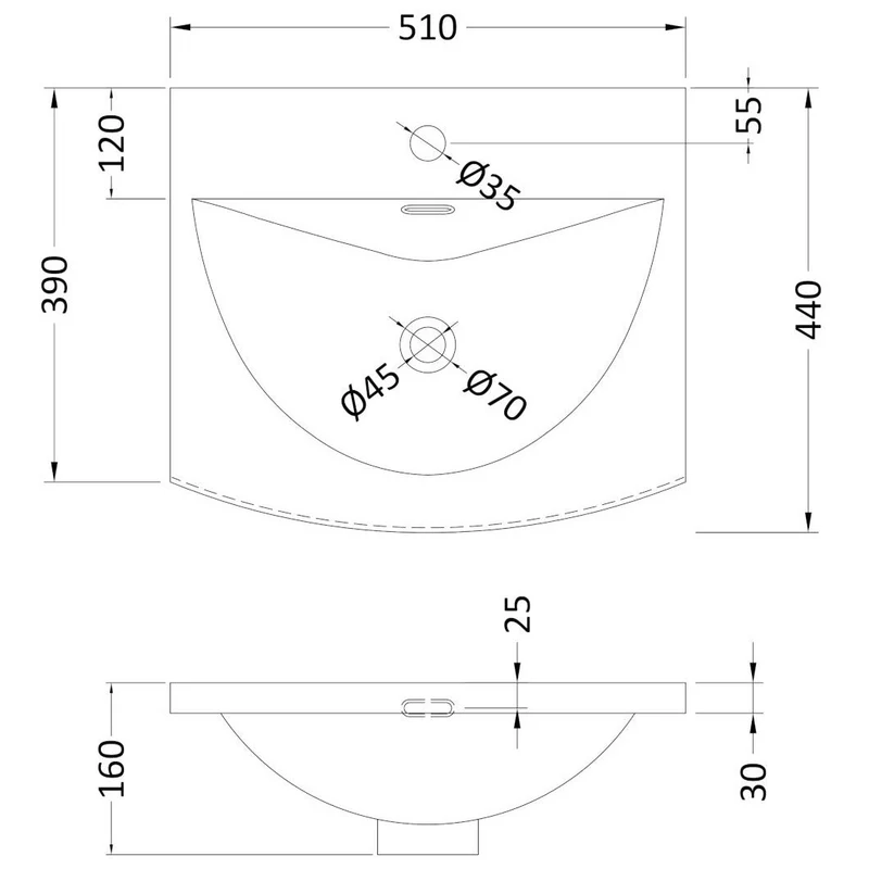Lana 500mm Wall Hung 2 Door Vanity Unit & Basin - Gloss White