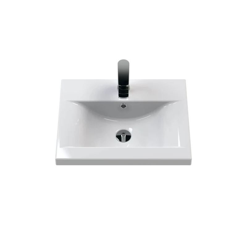 Lana 500mm Wall Hung 2 Door Vanity Unit & Basin - Charcoal Black Woodgrain