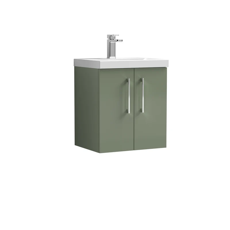 Lana 500mm Wall Hung 2 Door Vanity Unit & Basin - Satin Green