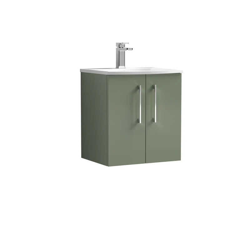 Lana 500mm Wall Hung 2 Door Vanity Unit & Basin - Satin Green