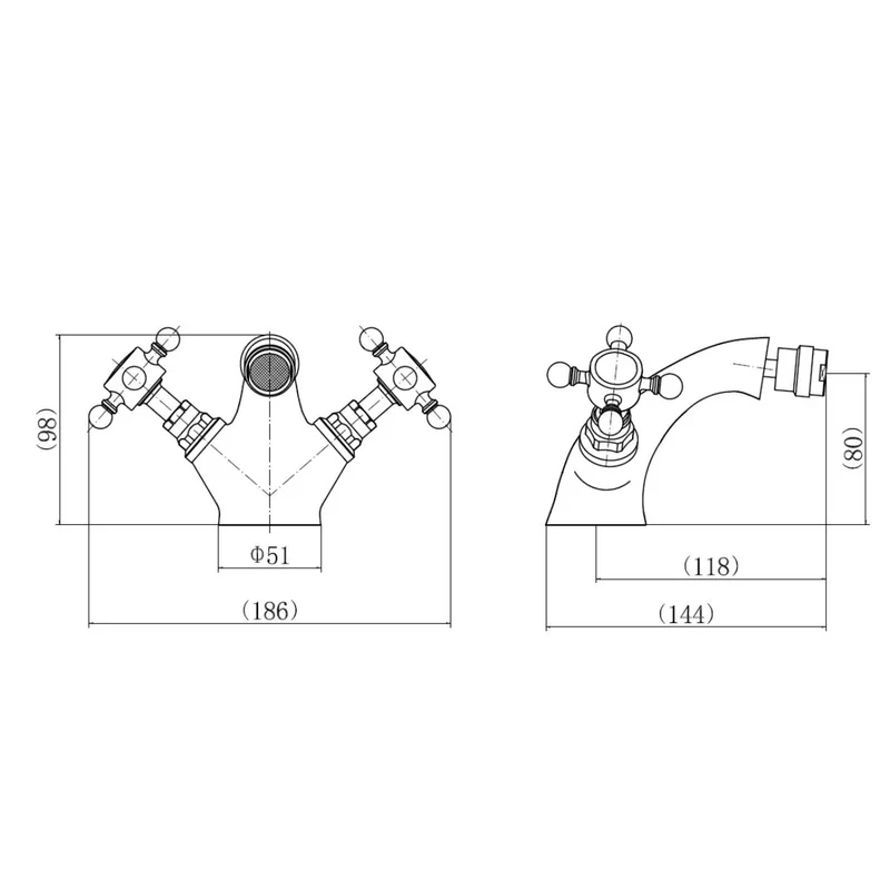 Eliseo Ricci Balmoral Crosshead Bidet Mixer