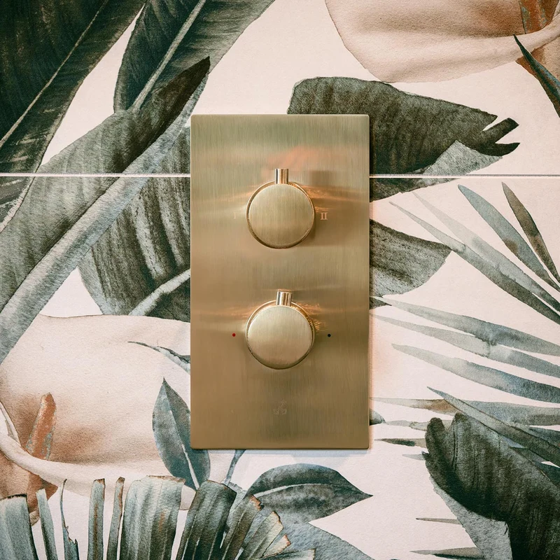 Eliseo Ricci Exclusiv Round Handle, Head & Mounted Bracket Riser Shower - Brushed Brass