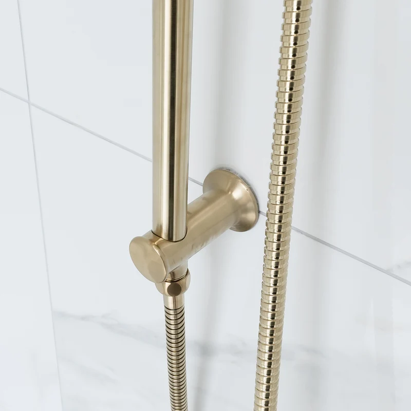 Eliseo Ricci Exclusiv Round Handle, Head & Handset Riser Shower - Brushed Brass