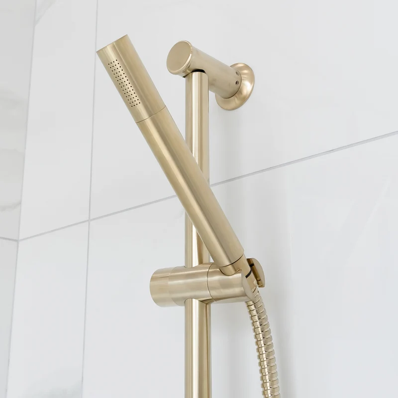 Eliseo Ricci Exclusiv Round Handle, Head & Handset Riser Shower - Brushed Brass