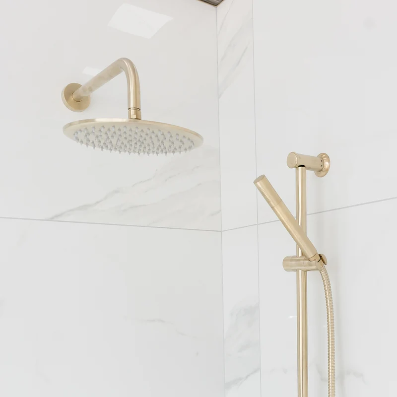 Eliseo Ricci Exclusiv Round Handle, Head & Handset Riser Shower - Brushed Brass