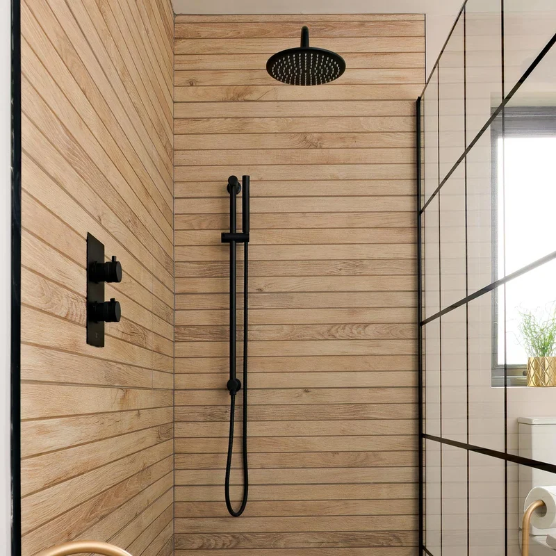 Eliseo Ricci Exclusiv Round Handle, Head & Handset Riser Shower - Black