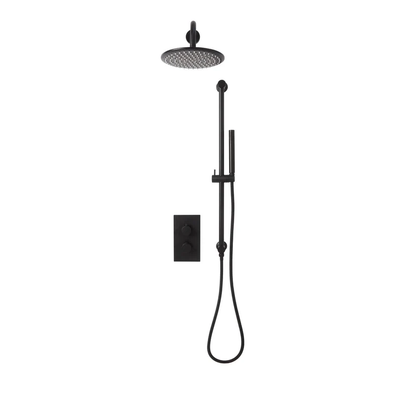 Eliseo Ricci Exclusiv Round Handle, Head & Handset Riser Shower - Black