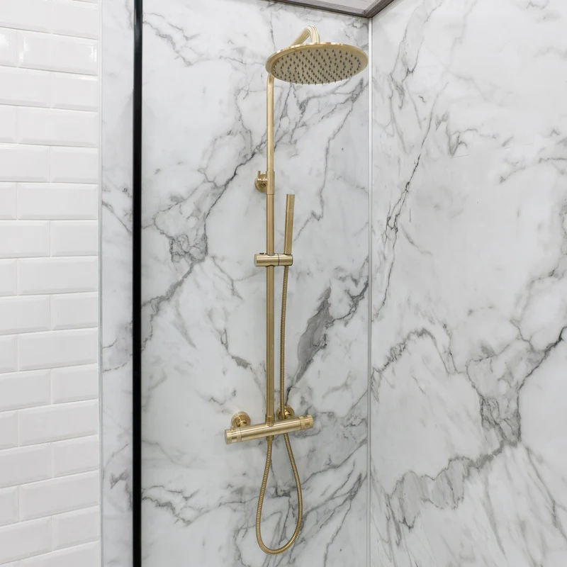 Eliseo Ricci Exclusive Round Rigid Riser Shower - Brushed Brass