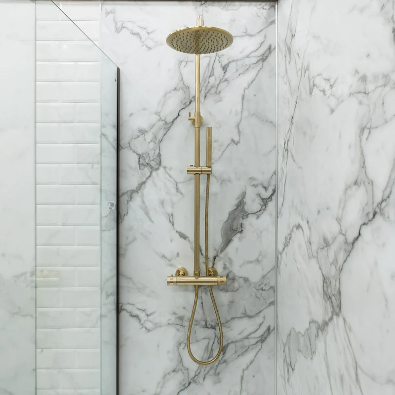 Eliseo Ricci Exclusive Round Rigid Riser Shower - Brushed Brass