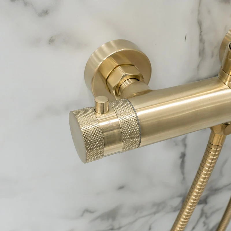 Eliseo Ricci Exclusive Round Rigid Riser Shower - Brushed Brass
