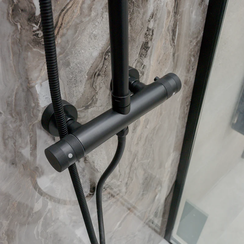 Eliseo Ricci Exclusiv Round Rigid Riser Shower - Black