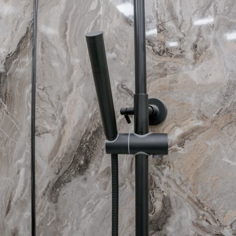 Eliseo Ricci Exclusiv Round Rigid Riser Shower - Black