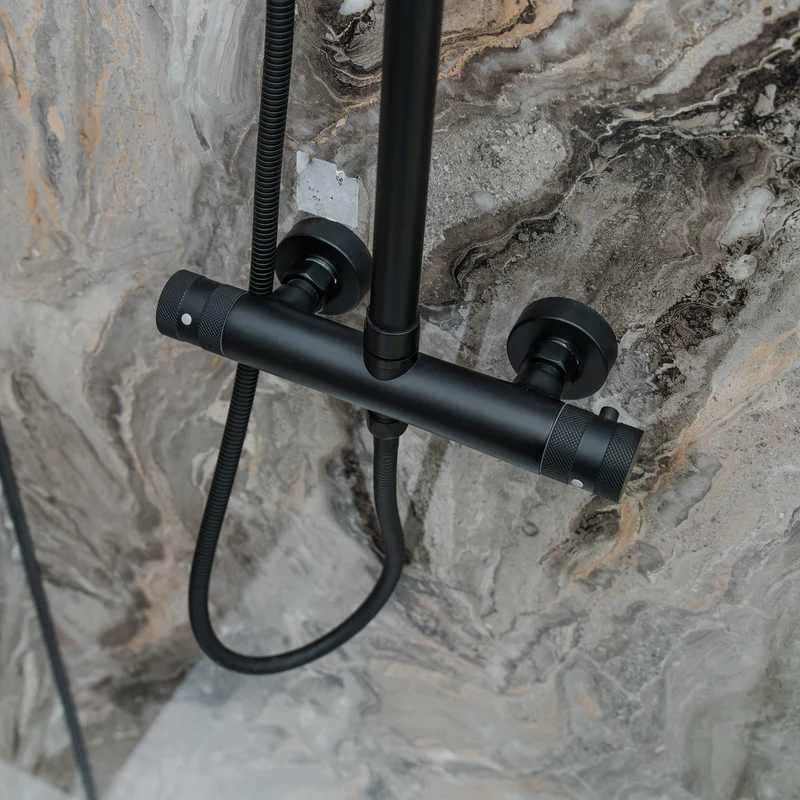Eliseo Ricci Exclusiv Round Rigid Riser Shower - Black