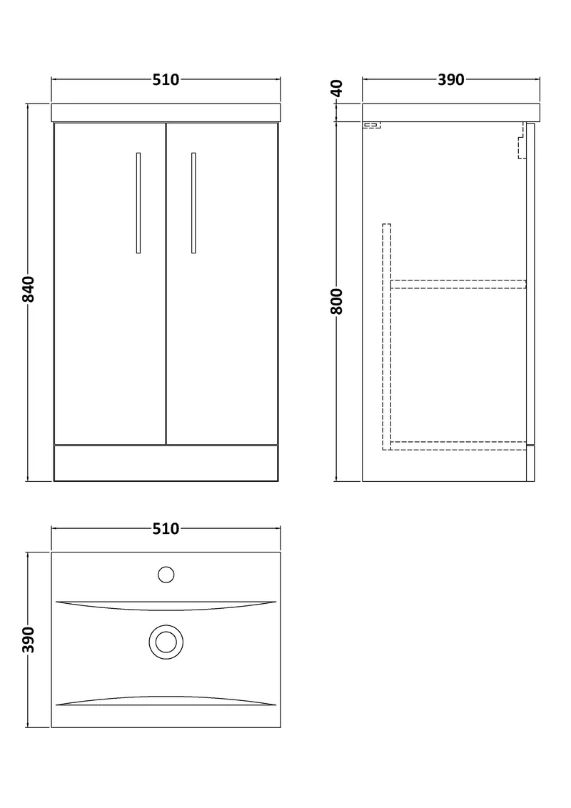 Lana 500mm Floorstanding 2 Door Vanity Unit & Basin - Anthracite Woodgrain